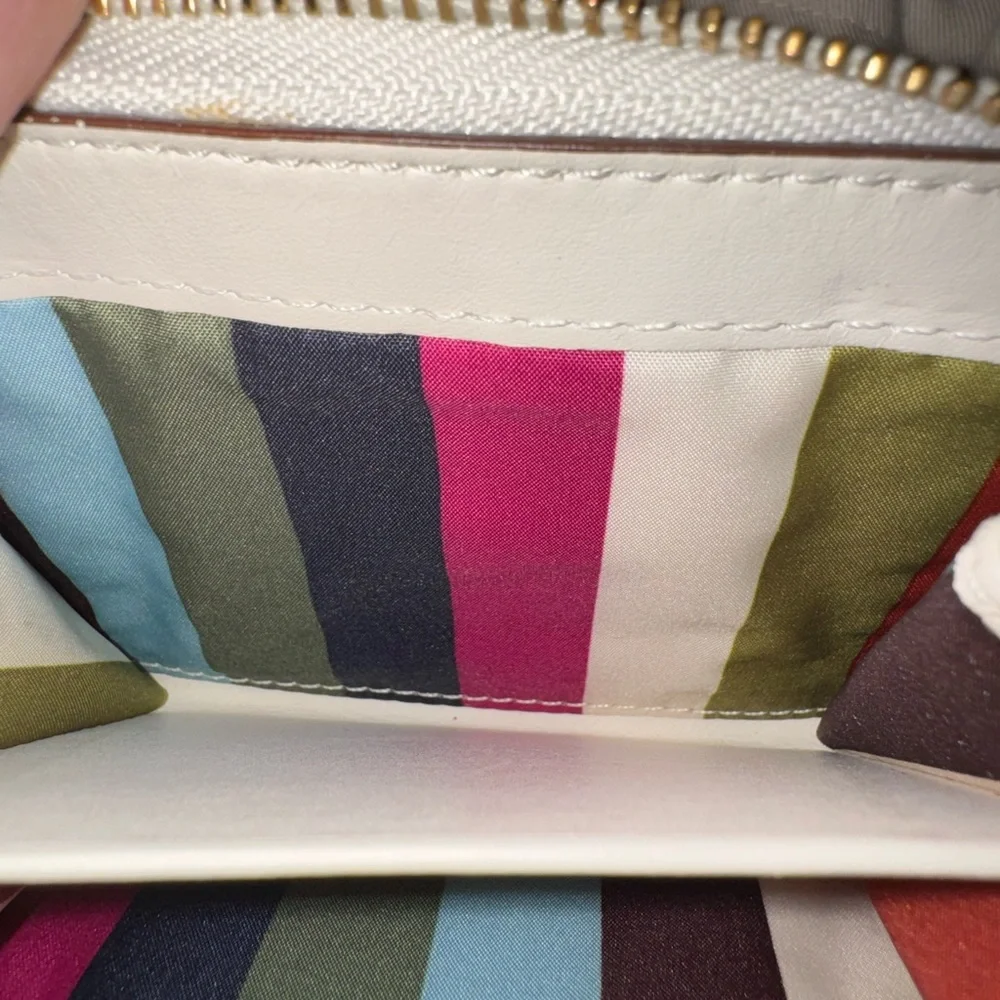 Coach Brown and White Signature wallet with Legacy stripes inside FREE SHIP - Picture 4 of 5